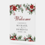 Poinsettia Floral Christmas Wedding Welcome Acrylschild (Winkel)