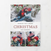 Poinsettia Floral Fireplace Foto Weihnachten Dreifach Gefaltete Urlaubskarte (Cover)