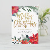 Poinsettia Floral Frohe Weihnachten (Stehend Vorderseite)