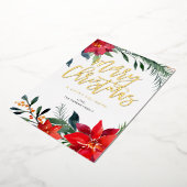 Poinsettia Floral Frohe Weihnachten Folieneinladung (Gedreht)