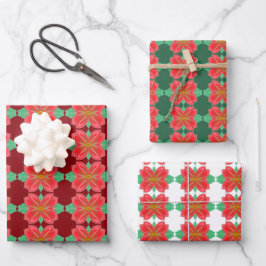 Poinsettia Floral Gemustert Geschenkpapier Set