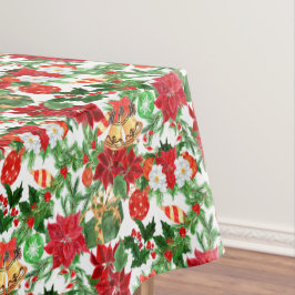 Poinsettia Floral Gold Bells Weihnachten Tischdecke
