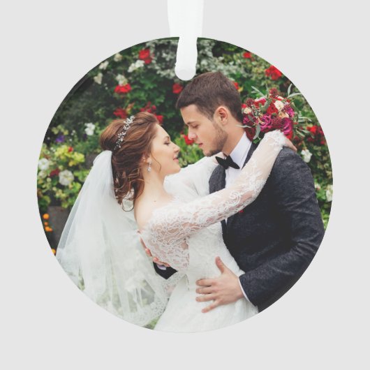 Poinsettia Floral Gold Erste Weihnachtsfeier| Foto Ornament (Rückseite)