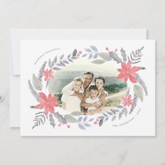 Poinsettia Floral Hand gezeichnet Holiday Garland (Vorderseite)