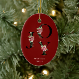 Poinsettia Floral Letters Holiday Monogram Keramik Ornament