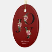 Poinsettia Floral Letters Holiday Monogram Keramik Ornament (Links)
