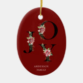Poinsettia Floral Letters Holiday Monogram Keramik Ornament (Vorne)