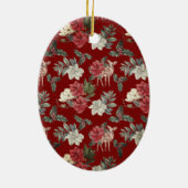 Poinsettia Floral Letters Holiday Monogram Keramik Ornament (Hinten)