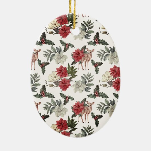 Poinsettia Floral Letters Holiday Monogram Keramik Ornament (Hinten)
