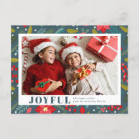 Poinsettia Floral Pattern Joyful Foto Weihnachten