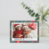 Poinsettia Floral Pattern Joyful Foto Weihnachten (Stehend Vorderseite)