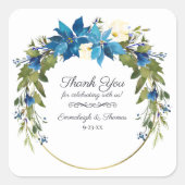 Poinsettia Floral Vielen Dank für Ihr Interesse | Quadratischer Aufkleber (Vorderseite)