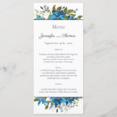 Poinsettia Floral Wedding Menu | Türkisblau Menükarte (Vorderseite)
