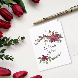 Poinsettia Floral Wedding Scharlachrot Dankeskarte