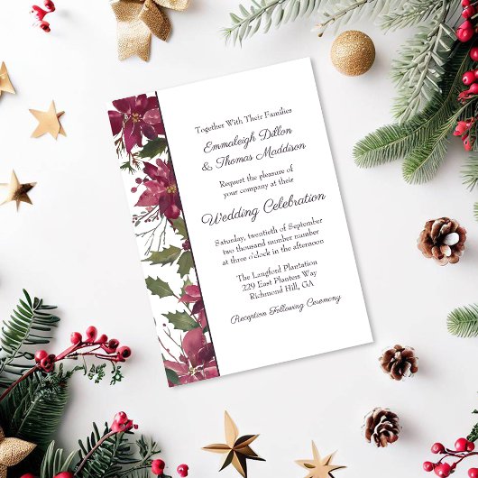 Poinsettia Floral Wedding | Scharlachrot Einladung