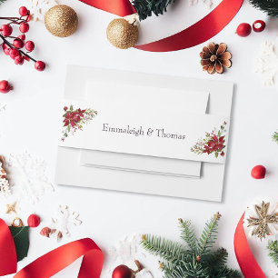 Poinsettia Floral Wedding   Scharlachrot Einladungsbanderole