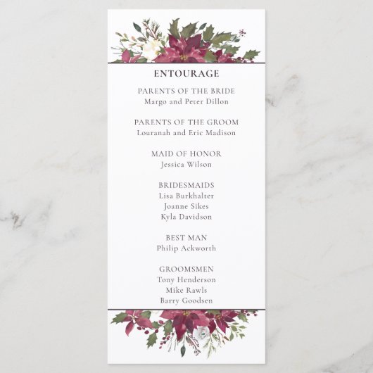 Poinsettia Floral Wedding | Scharlachrot Programm (Rückseite)