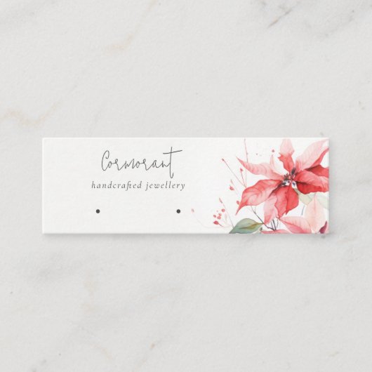 Poinsettia Florals Christmas Hoops Stud Holder Mini Visitenkarte (Vorderseite)