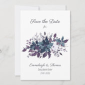 Poinsettia Florals Save the Date | Moody Blue (Vorderseite)