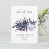 Poinsettia Florals Save the Date | Moody Blue (Stehend Vorderseite)