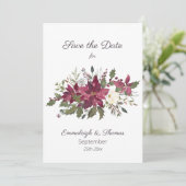 Poinsettia Florals Save the Date | Scharlachrot (Stehend Vorderseite)