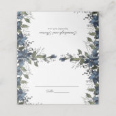 Poinsettia Florals Wedding | Navy Blue Platzkarte (Außenseite Aufgefaltet)