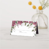 Poinsettia Florals Wedding | Scharlachrot Platzkarte (Vorderseite)