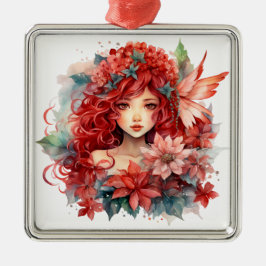 Poinsettia Flower Girl Ornament Aus Metall