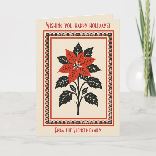 Poinsettia Flower Nordic Christmas Minimal Style Karte (Vorderseite)