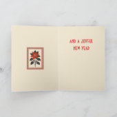 Poinsettia Flower Nordic Christmas Minimal Style Karte (Innenseite)