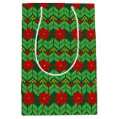 Poinsettia Flowers Red Gold and Green Holiday Mittlere Geschenktüte (Vorderseite)