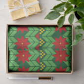 Poinsettia Flowers Red Gold and Green Holiday Seidenpapier (Geschenk)