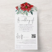 Poinsettia Foliage QR Code Skript Hochzeit All In One Einladung (Innen Boden)