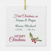 Poinsettia Foto Frame Erstmals Großeltern Keramikornament (Rückseite)