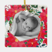 Poinsettia Foto Frame Erstmals Großeltern Keramikornament (Vorderseite)
