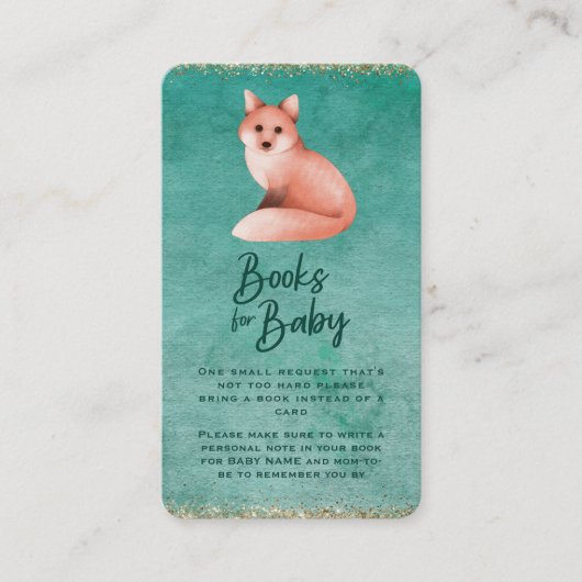 Poinsettia Fox Babydusche Buchanfrage Begleitkarte (Vorderseite)