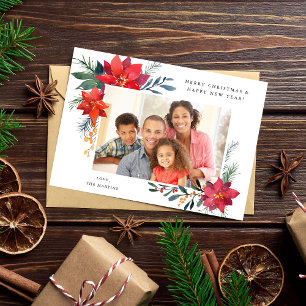 Poinsettia Frame H Foto Holiday Card