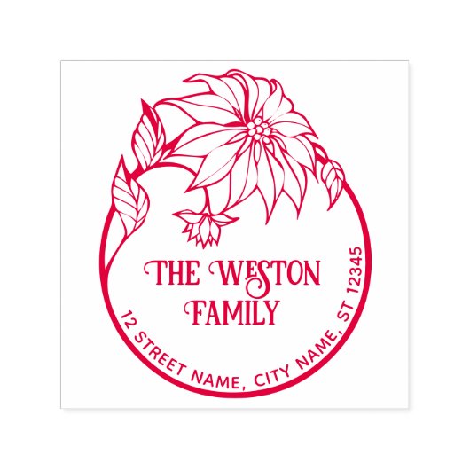Poinsettia Frame Merry Xmas #2 Name Rücksendeadres Permastempel (Design)