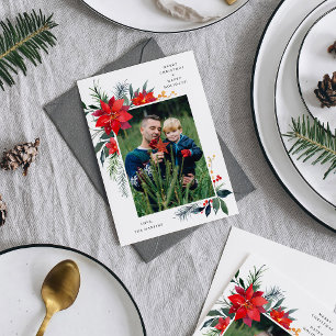 Poinsettia Frame V Foto Holiday Card