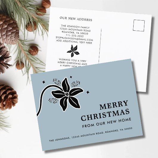 Poinsettia Frohe Weihnachten Neue Zuhause Ankündigungspostkarte