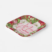 Poinsettia Frohe Weihnachten Pappteller (Gewinkelt)