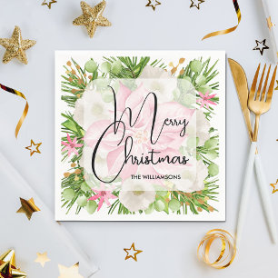 Poinsettia Frohe Weihnachts-Party Serviette