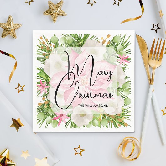 Poinsettia Frohe Weihnachts-Party Serviette