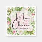 Poinsettia Frohe Weihnachts-Party Serviette (Vorderseite)