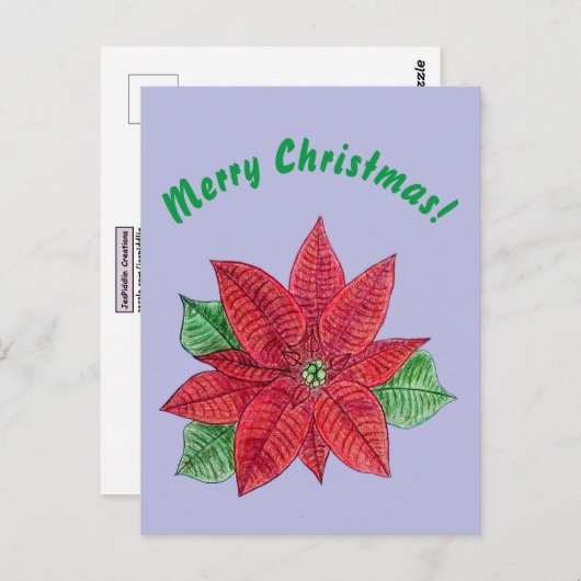 Poinsettia - Frohe Weihnachts-Postkarte - Lavendel Postkarte (Vorne/Hinten)