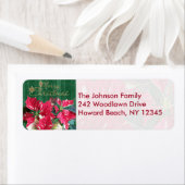 Poinsettia Frohe Weihnachts-Rücksendeadressen-Aufk (Insitu)