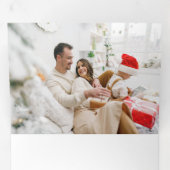 Poinsettia & Frohe Weihnachtstypografie 3-Foto Dreifach Gefaltete Urlaubskarte (Innen Erste Seite)