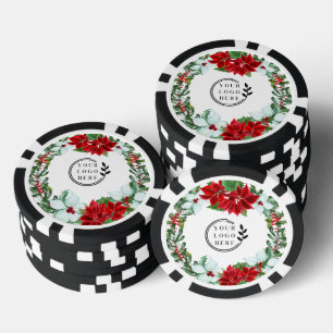 Poinsettia Fügen Sie Ihr Logo Firmenweihnachten Pokerchips