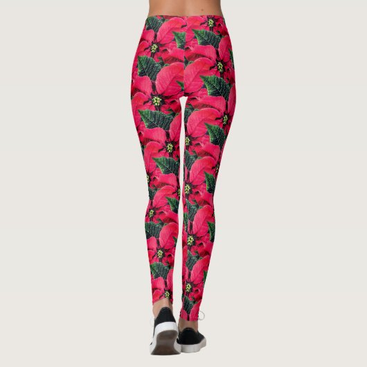 Poinsettia Fun Abstrakte Künstlerische Leggings (Rückseite)