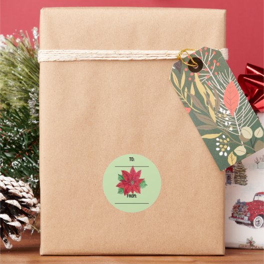 Poinsettia Gifting Stickers - Minzgrün (Feiertag)